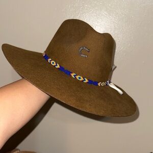 Charlie 1 Horse Brown Felt Hat with Beaded Band